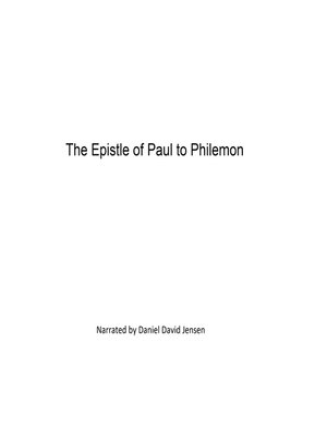 cover image of The Epistle of Paul to Philemon